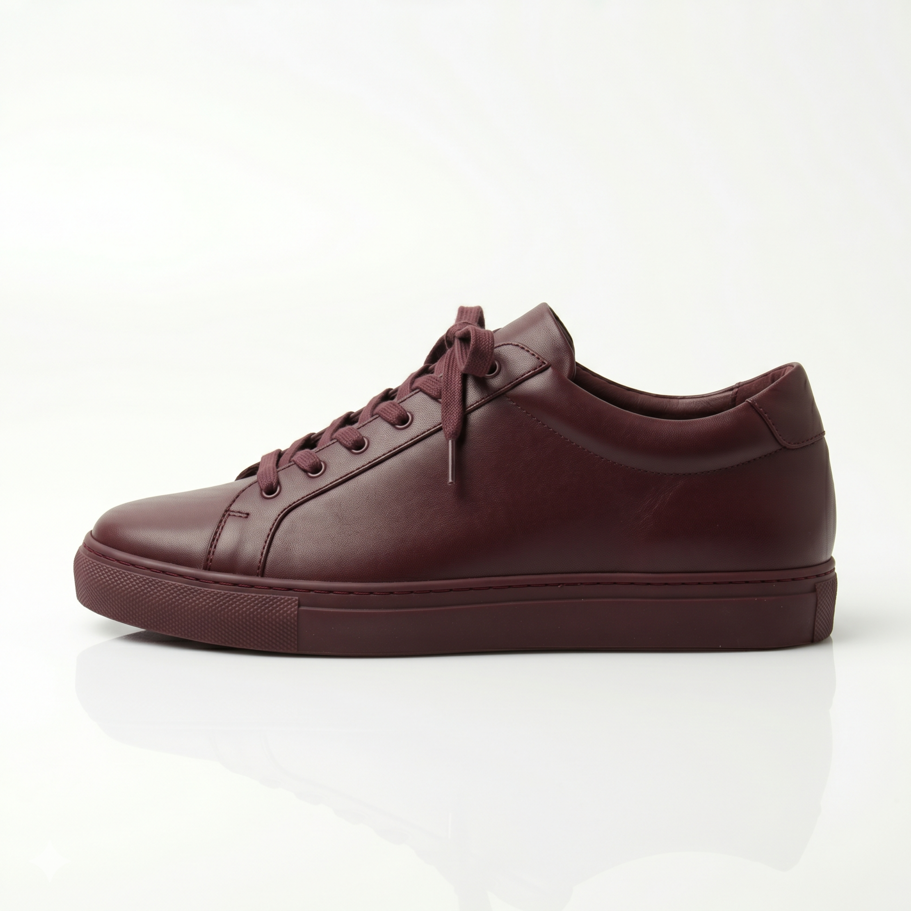 Premium Burgundy Leather Sneakers for Men