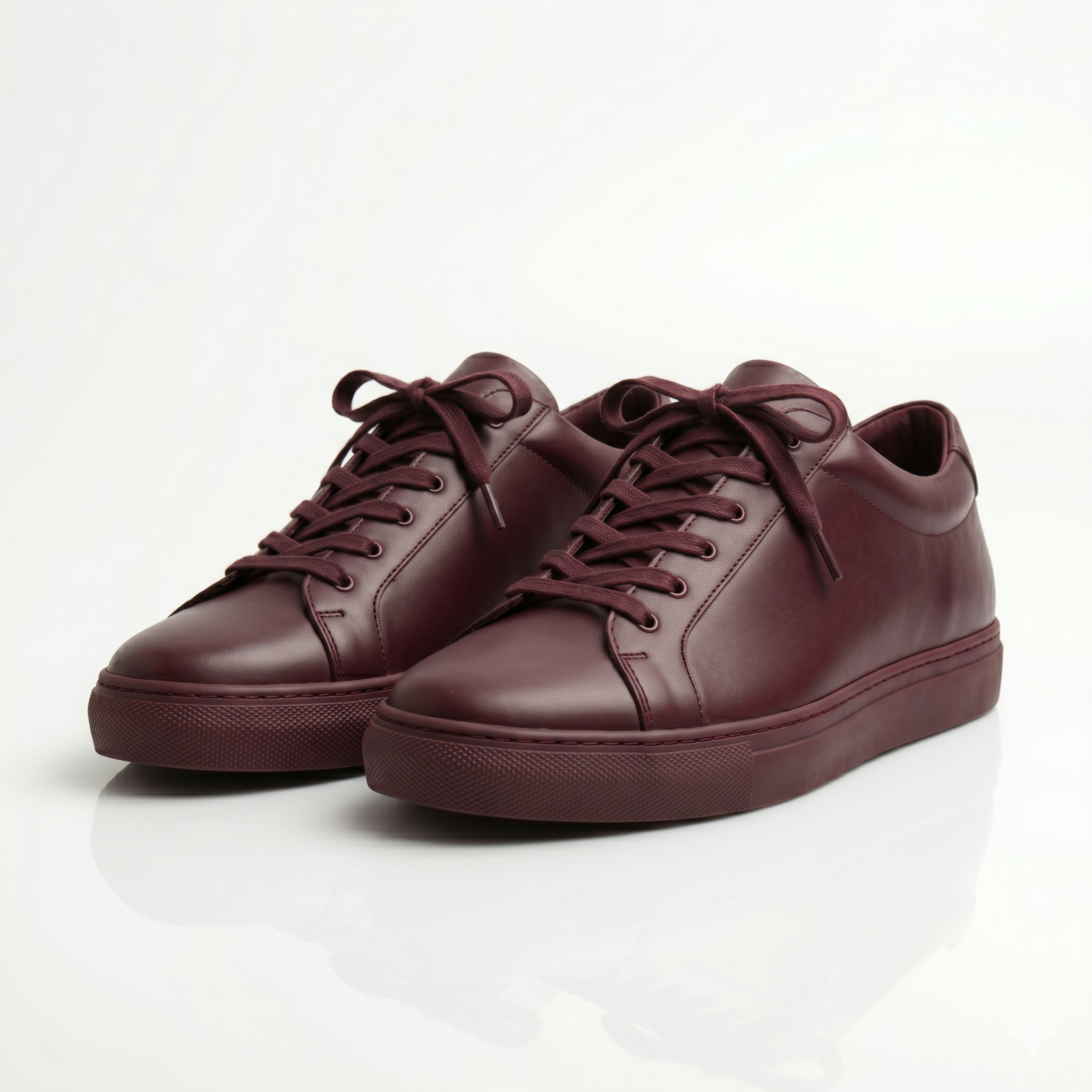 Premium Burgundy Leather Sneakers for Men