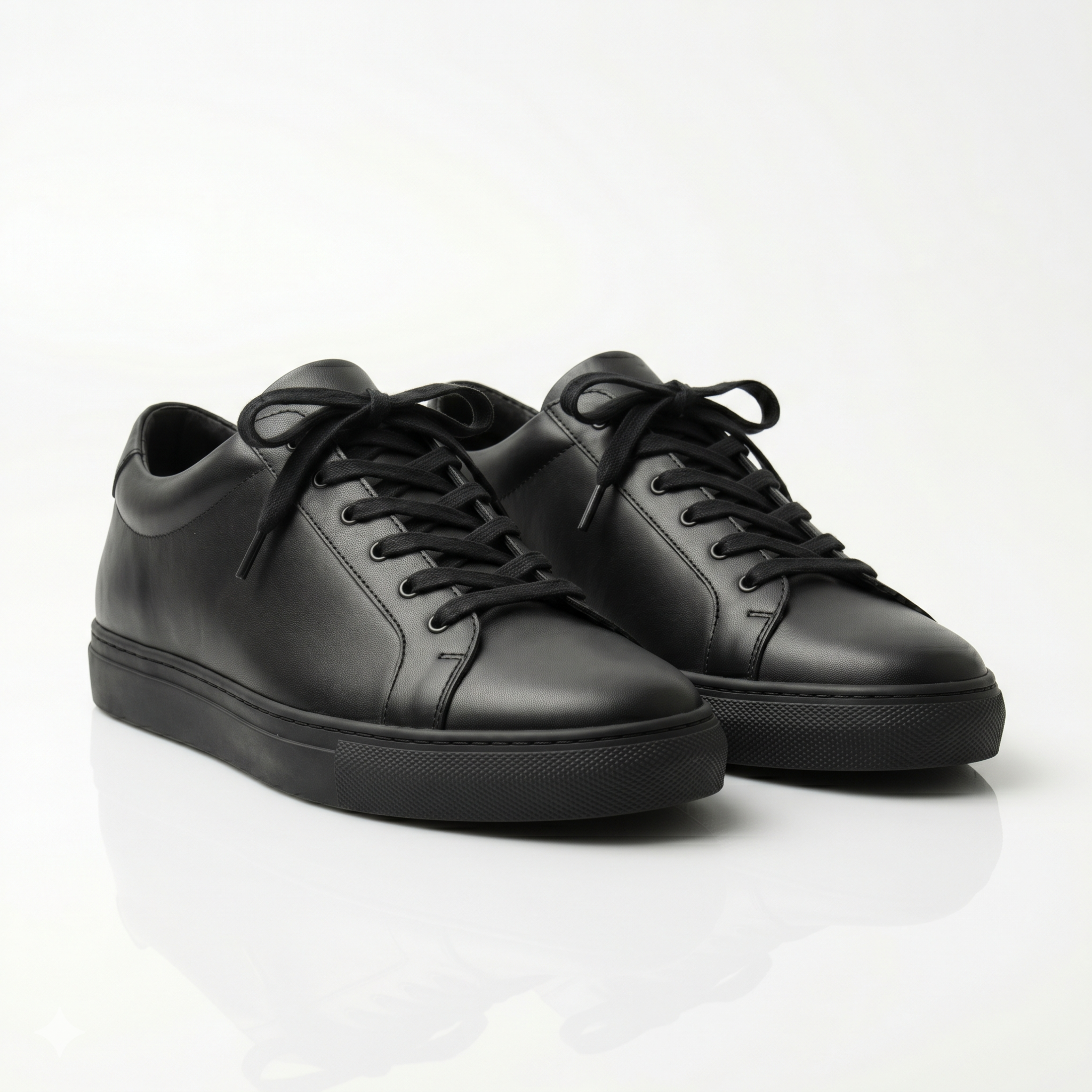 Premium Black Leather Sneakers for Men