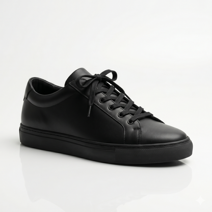 Premium Black Leather Sneakers for Men