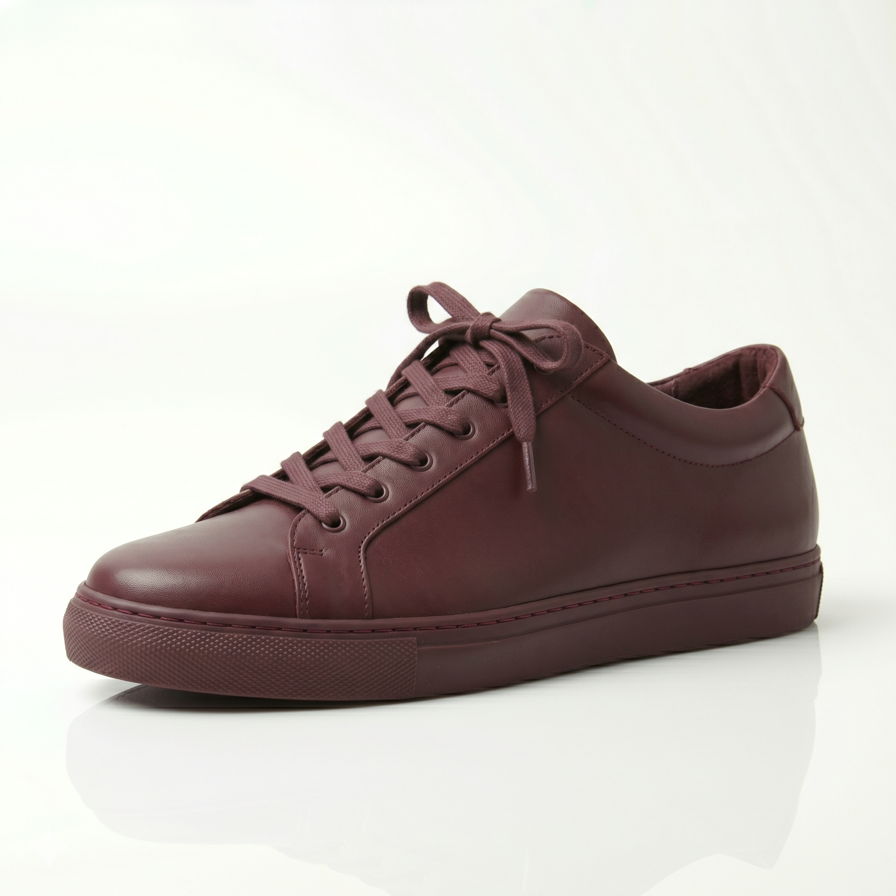 Premium Burgundy Leather Sneakers for Men
