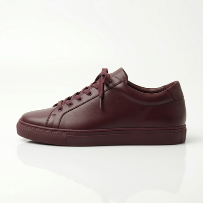Premium Burgundy Leather Sneakers for Men