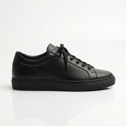Premium Black Leather Sneakers for Men
