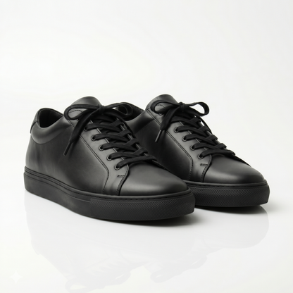 Premium Black Leather Sneakers for Men